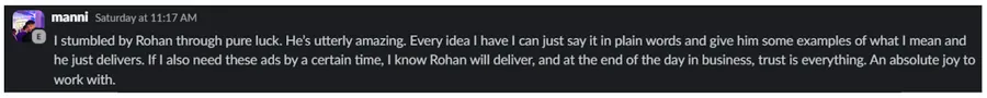 A message from a brand owner about the delivered edits